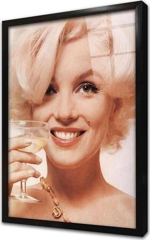 Marliyn Monroe Sarı Saçlarıyla Çerçeveli Cam Tablo