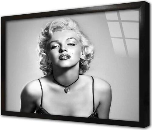 Siyah Beyaz Marilyn Monroe Çerçeveli Cam Tablo