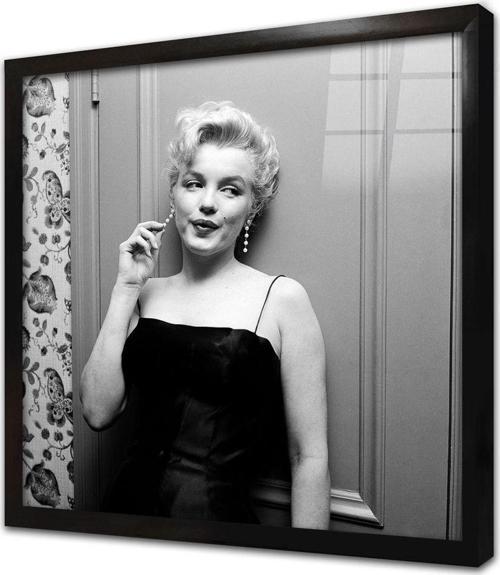 Marliyn Monroe Siyah Beyaz Çerçeveli Cam Tablo