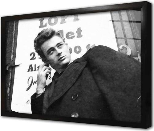 Siyah Beyaz James Dean Çerçeveli Cam Tablo