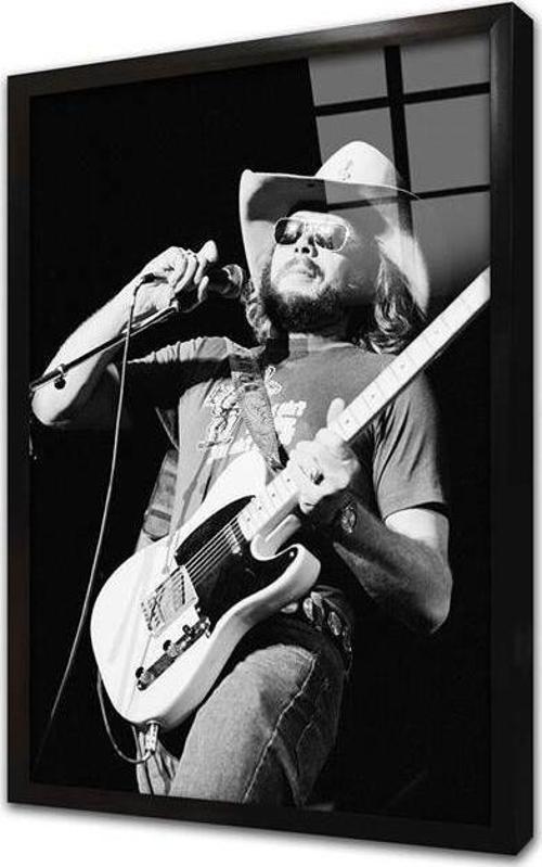 Guitarist Çerçeveli Cam Tablo