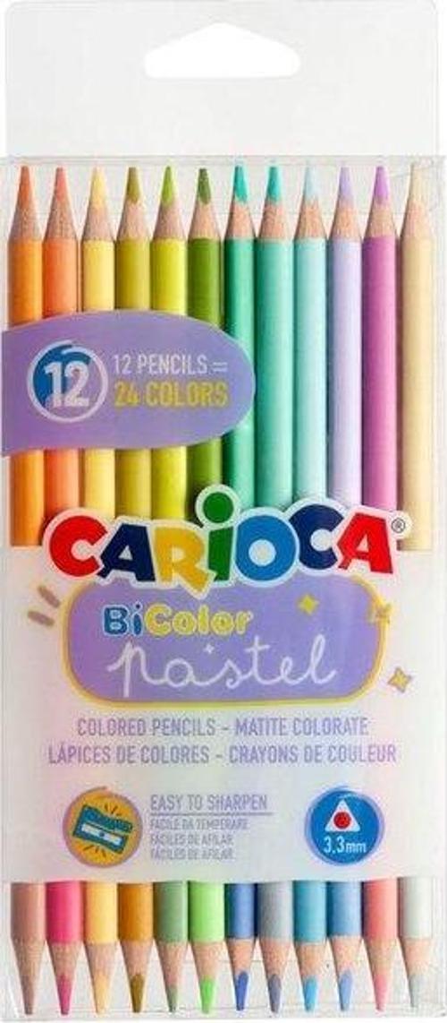 12li Çift Taraflı 24 Pastel Renk Kuru Boya Kalemi