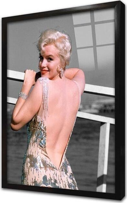 Marliyn Monroe Sırt Dekolteli Çerçeveli Cam Tablo