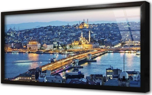 Gece Haliç Çerçeveli Cam Tablo