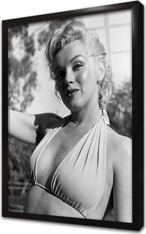 Siyah Beyaz Marilyn Monroe Çerçeveli Cam Tablo