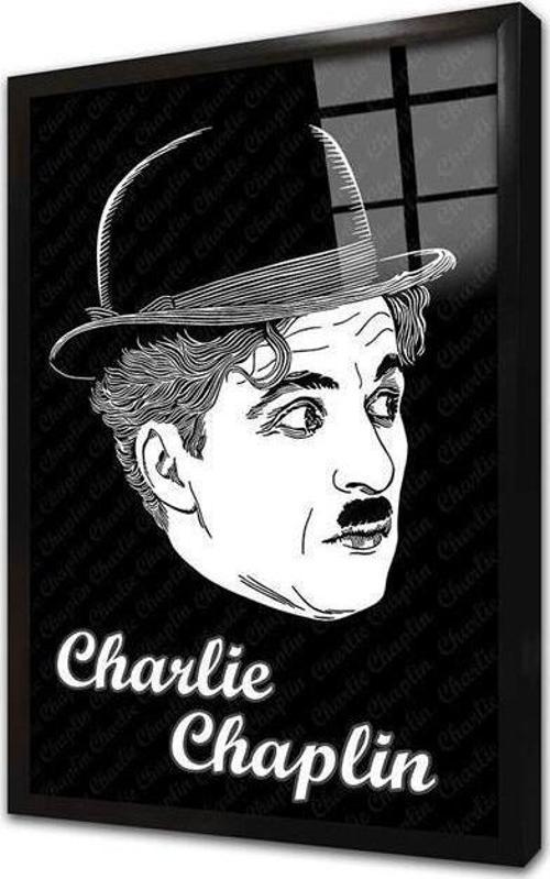 Charlie Chaplin Posteri Çerçeveli Cam Tablo