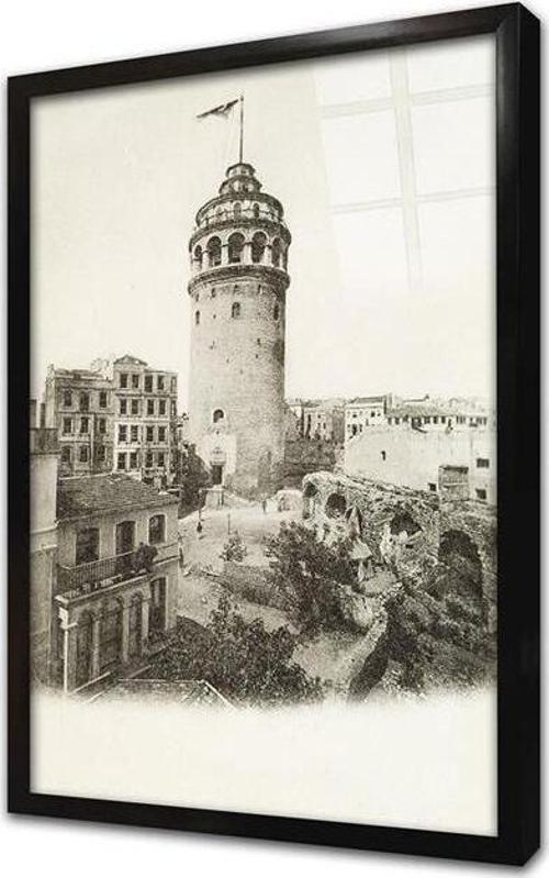 Istanbul Eski Galata Çerçeveli Cam Tablo