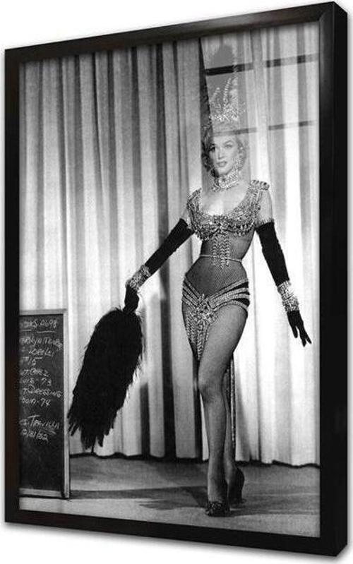 Siyah Beyaz Marilyn Monroe Çerçeveli Cam Tablo