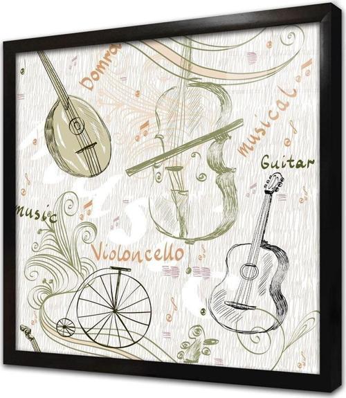 Çello Gitar Saz Çerçeveli Cam Tablo
