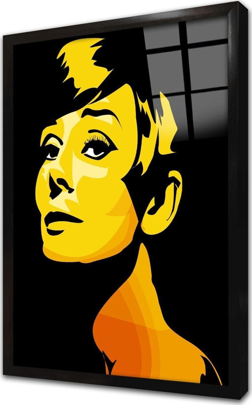 Audrey Hepburn Çerçeveli Cam Tablo