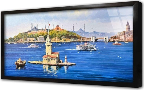 Kız Kulesi Çerçeveli Cam Tablo