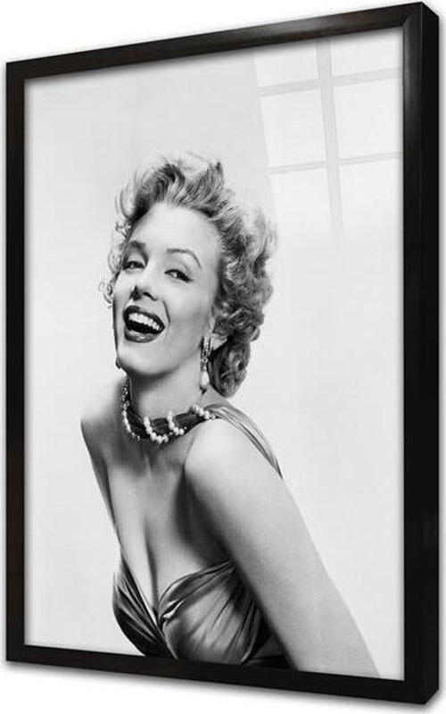 Marilyn Monroe Siyah Beyaz Çerçeveli Cam Tablo