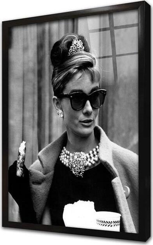 Audrey Hepburn Çerçeveli Cam Tablo