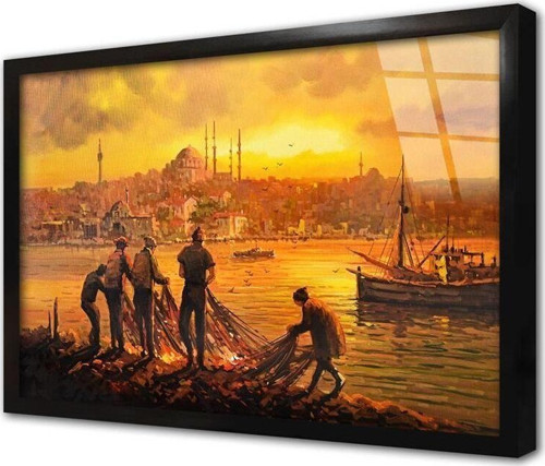 Günbatımı Istanbul Çerçeveli Cam Tablo