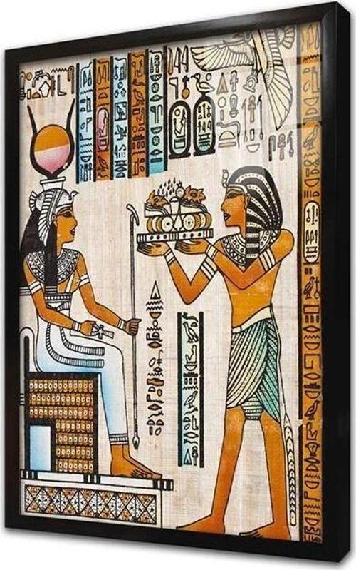 Papirüs Mısır Dönemi Çerçeveli Cam Tablo
