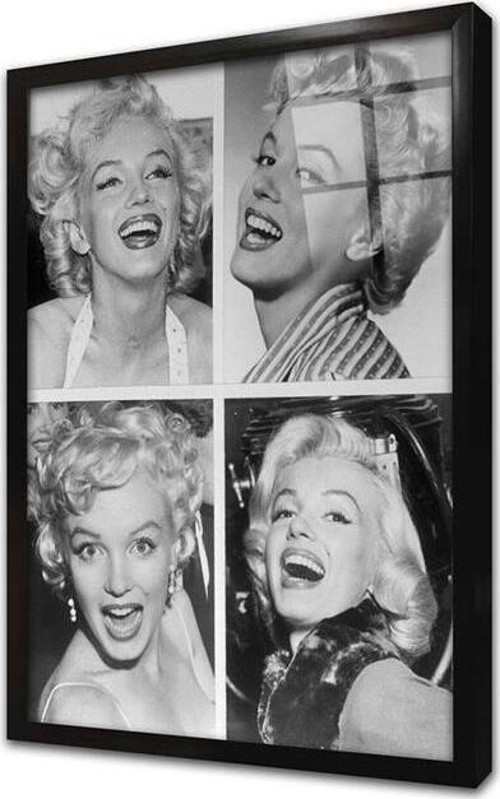 Beyaz Gecelikle Marliyn Monroe Çerçeveli Cam Tablo