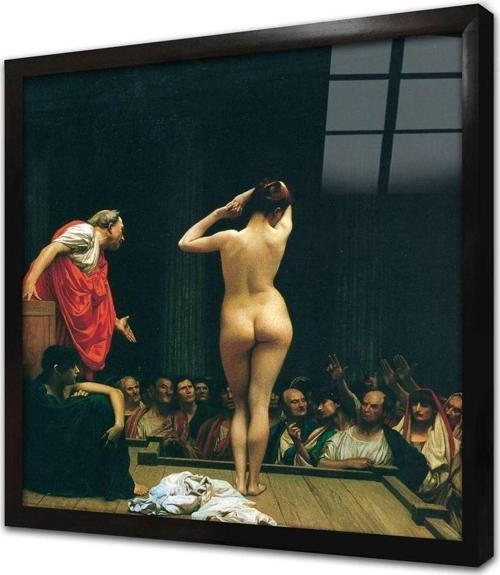 Köle Pazarı J L Gerome Çerçeveli Cam Tablo
