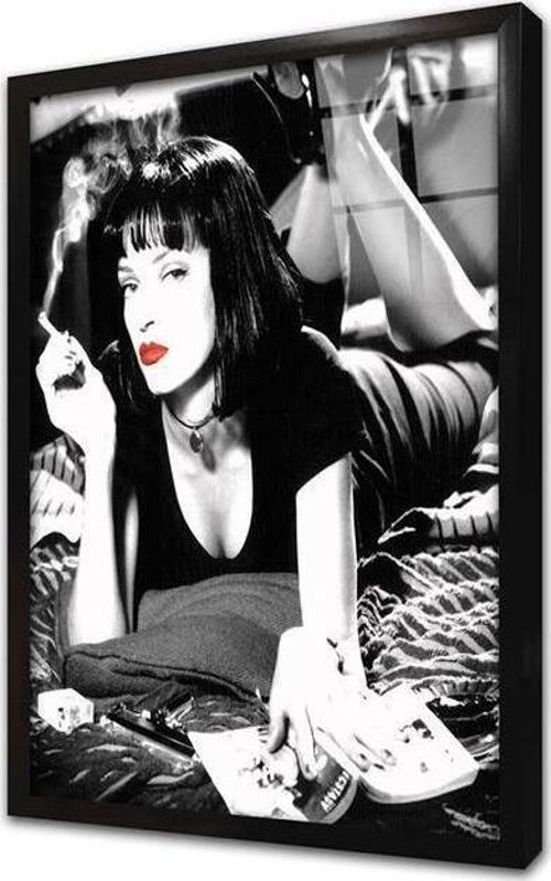 Pulp Fiction Uma Thurman Çerçeveli Cam Tablo