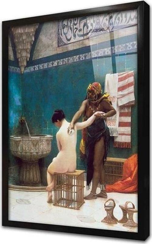 Hamamda Cariye Çerçeveli Cam Tablo
