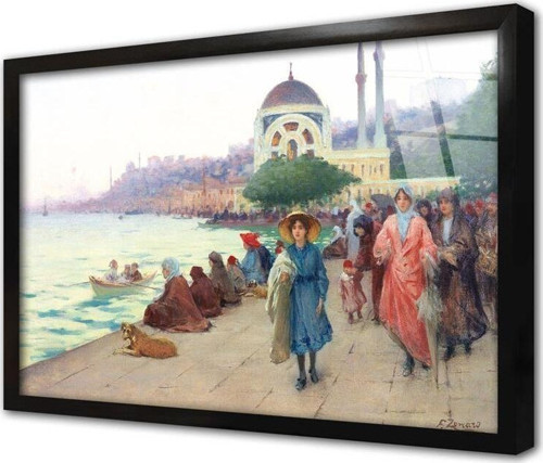 Dolmabahçede Gezinti Fausto Zonaro Çerçeveli Cam Tablo