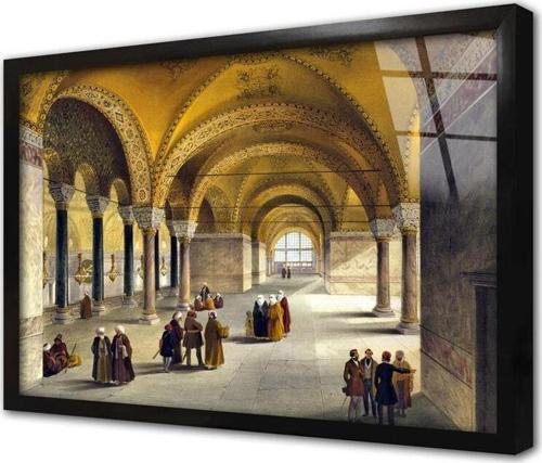 Osmanlı Imparatorluğu Zamanı Ayasofya Camii Çerçeveli Cam Tablo