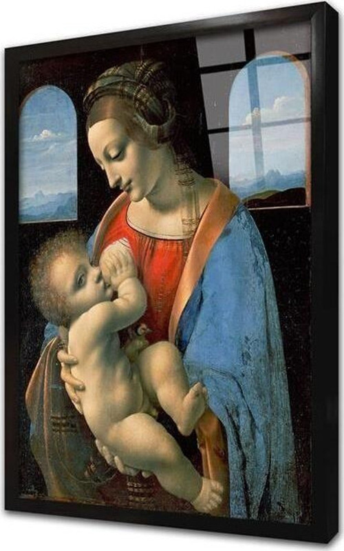 Columbinesdeki Madonna Ve Çocuk Çerçeveli Cam Tablo