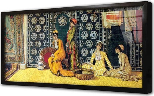 Iki Müzisyen Kız Çerçeveli Cam Tablo