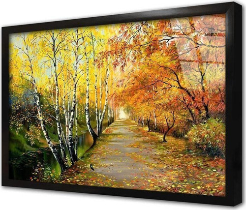Sonbaharda Ağaçlar Çerçeveli Cam Tablo