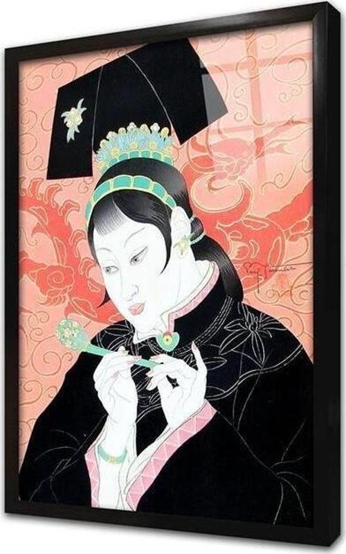 Japon Kadın Çerçeveli Cam Tablo