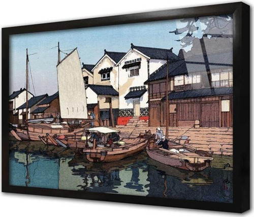 Deniz Kenarı Japon Sanatı Çerçeveli Cam Tablo