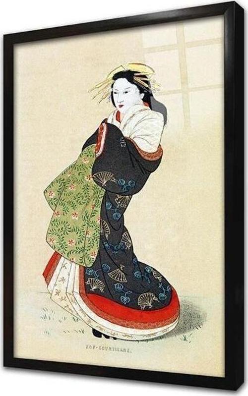 Japon Kadın Çerçeveli Cam Tablo