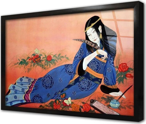 Japon Kadın Çerçeveli Cam Tablo