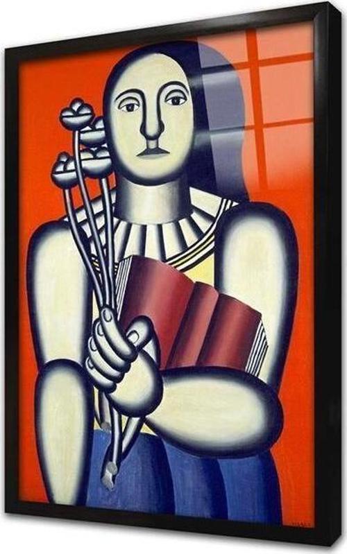 Woman With A Book Çerçeveli Cam Tablo