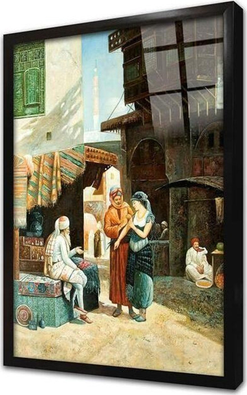 Osmanlı Imparatorluğu Zamanı Köle Pazarı Çerçeveli Cam Tablo