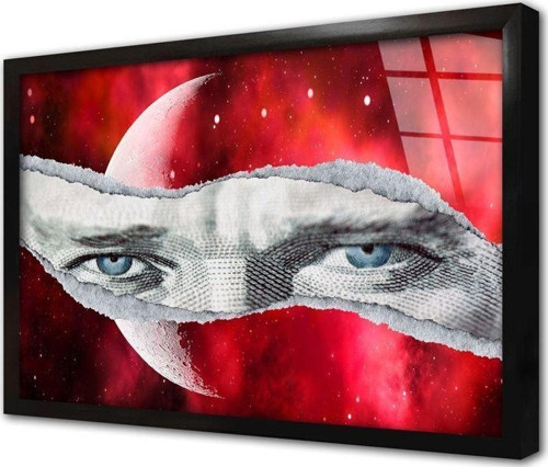 Türk Bayrağı Ve Atatürkün Gözleri Çerçeveli Cam Tablo