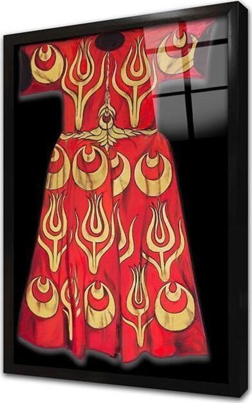 Kırmızı Sarı Kaftan Çerçeveli Cam Tablo