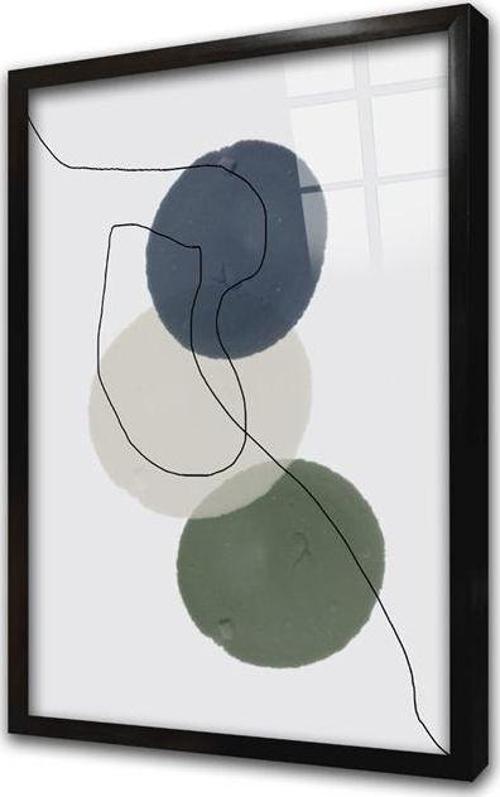 Line Art Soyut Daireler Iı Çerçeveli Cam Tablo