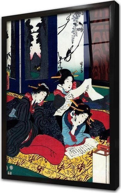 Aşk Mektubu Japon Sanatı Çerçeveli Cam Tablo