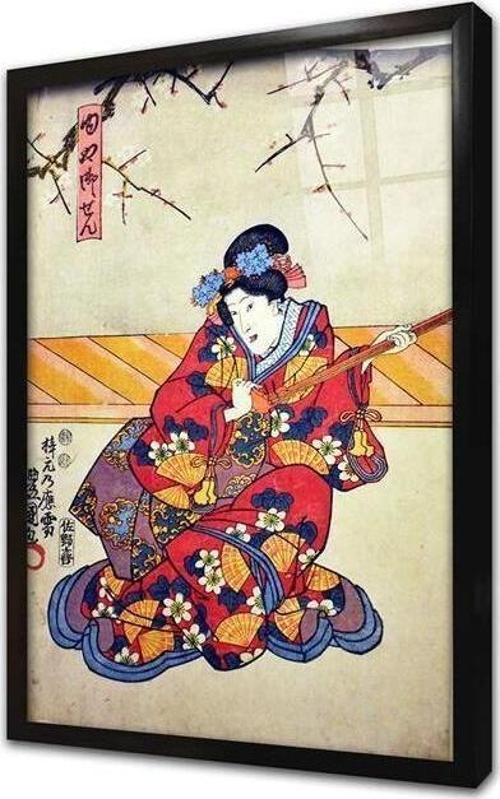 Japon Kadın Çerçeveli Cam Tablo