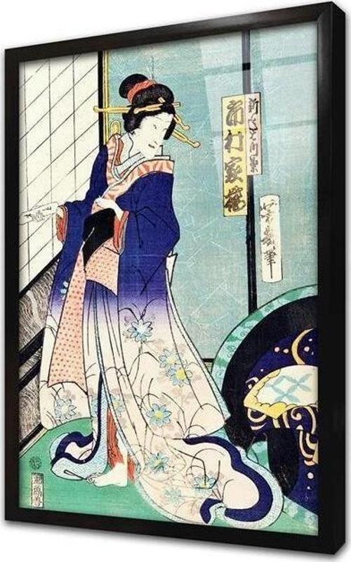 Japon Kadın Çerçeveli Cam Tablo