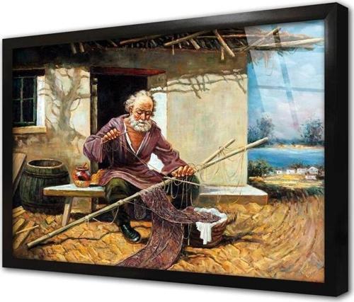Yaşlı Adam Çerçeveli Cam Tablo