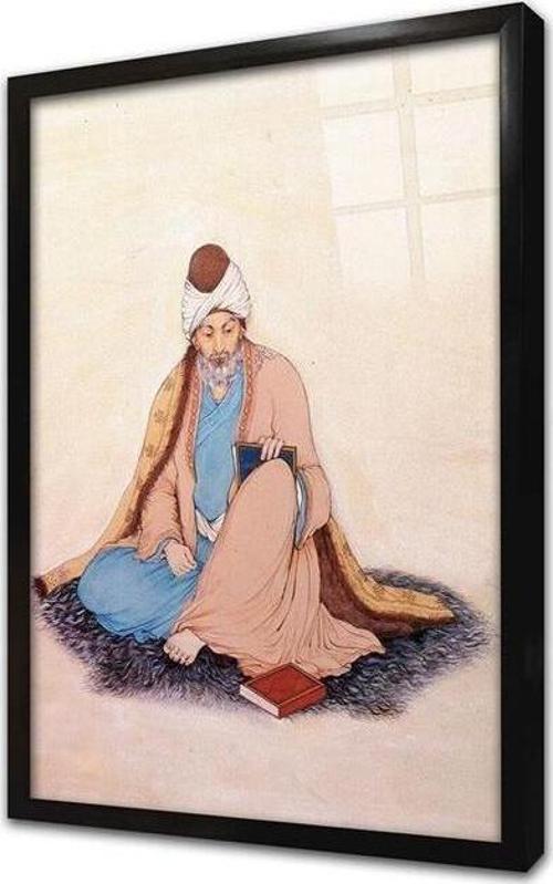 Mevlânâ Celâleddîn I Rûmî Çerçeveli Cam Tablo