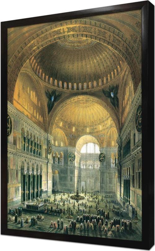 Osmanlı Imparatorluğu Zamanı Ayasofya Camii Çerçeveli Cam Tablo