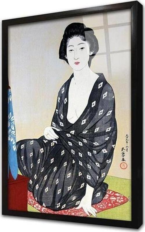 Japon Kadın Çerçeveli Cam Tablo