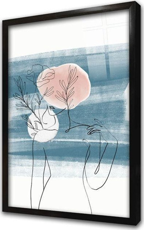Line Art Kadın Çerçeveli Cam Tablo
