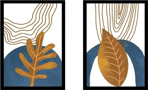 Modern Desenler Ve Yaprak Ikili Çerçeveli Mdf Tablo Seti