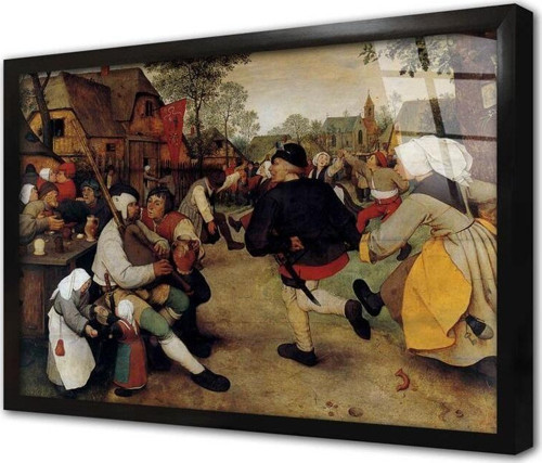 Köylü Dansı Çerçeveli Cam Tablo