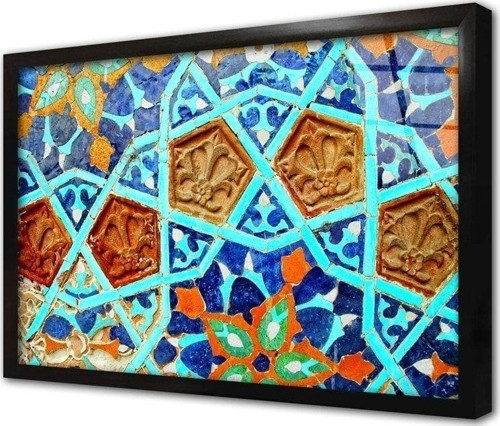 Osmanlı Çini Görselleri Çerçeveli Cam Tablo 60x90 cm