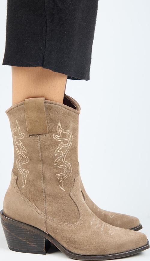 Aleyna Kadın Hakiki Deri Western Vizon Bot