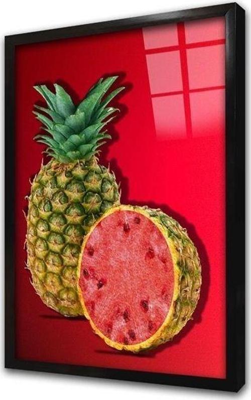 Ananas Karpuz Manipülasyon Çerçeveli Cam Tablo